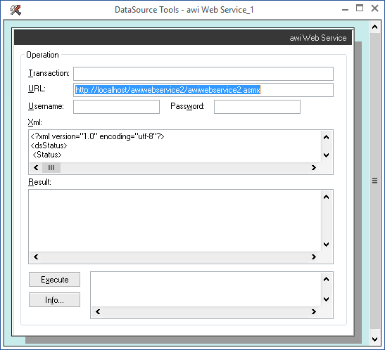 Picture showing the DataSource Tools dialog box.